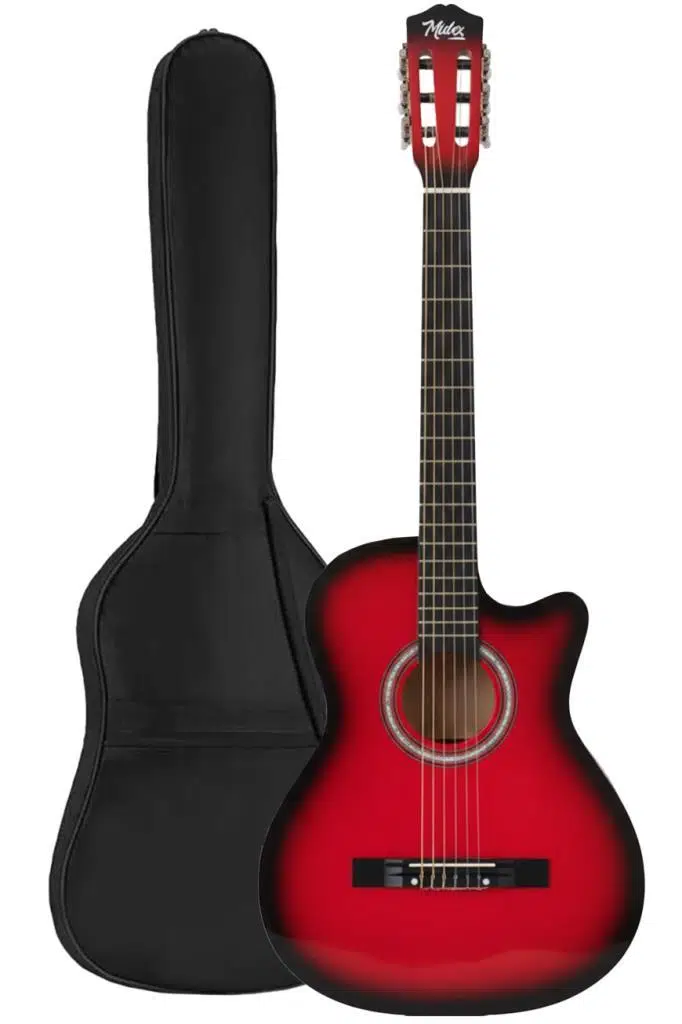 Midex CG-395RD Kırmızı Renk Kesik Klasik Gitar 4/4 Yetişkin Boy Sap Ayarlı Full Set