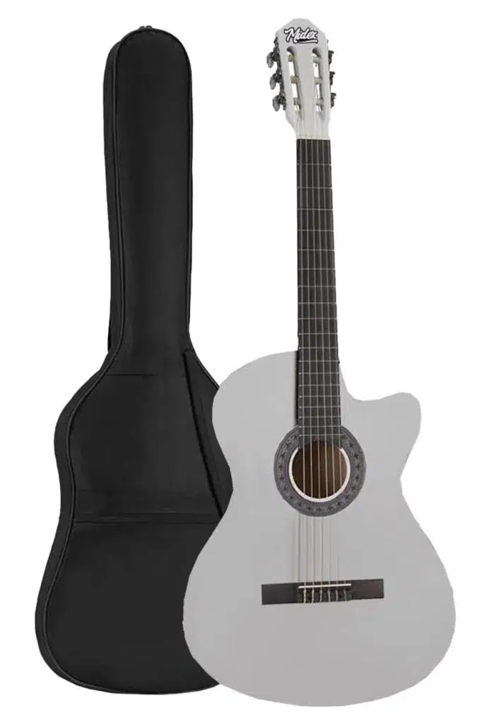 Midex CG-395WH Beyaz Renk Kesik Klasik Gitar 4/4 Yetişkin Boy Sap Ayarlı Full Set