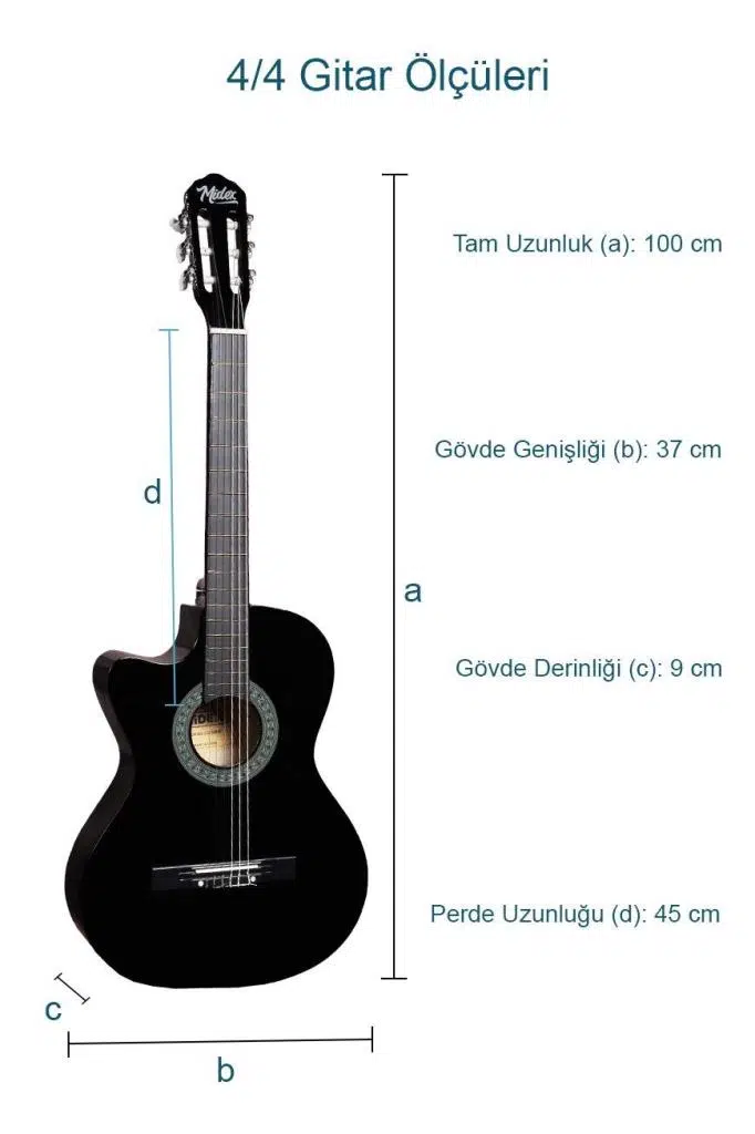 Midex CG-396BK SOLAK Klasik Gitar Siyah Renk Full Set Sap Ayarlı 4/4 yetişkin Boy