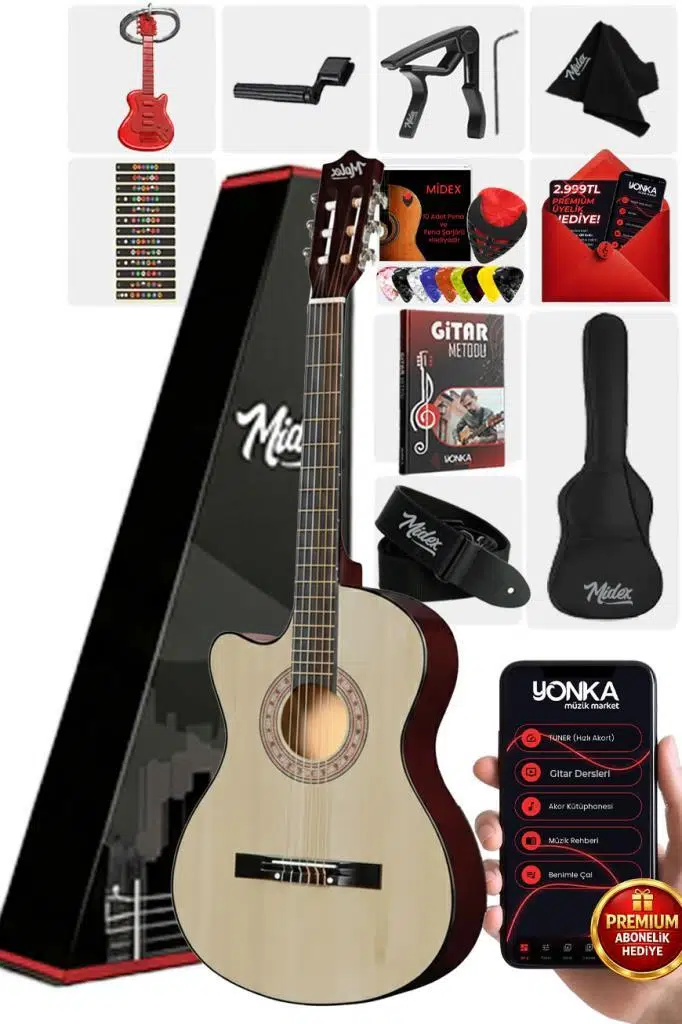 Midex CG-396NT SOLAK Klasik Gitar Natural Renk Full Set Sap Ayarlı 4/4 yetişkin Boy