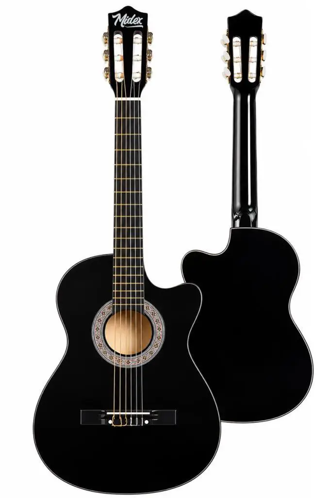Midex CG-39X-CS Siyah Klasik Gitar 4/4 Kesik Kasa Sap Ayarlı (Gigbag Tuner Askı Capo Pena Metod)