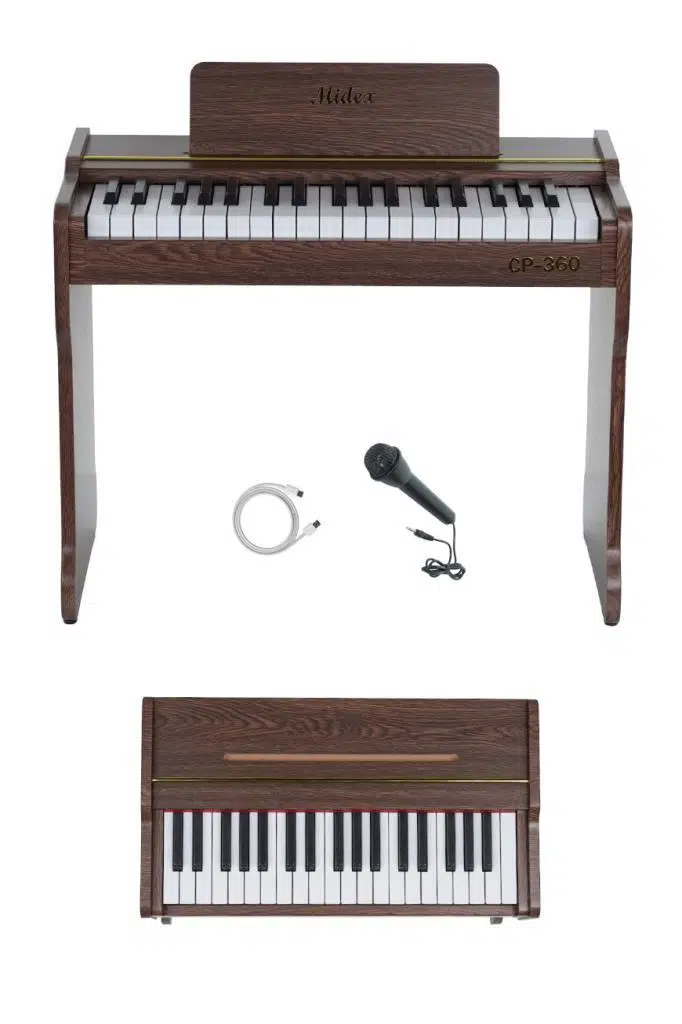 Midex CP-360C Ahşap Çocuk Piyanosu Pilli 37 Tuşlu Gerçek Piyano Tuşları