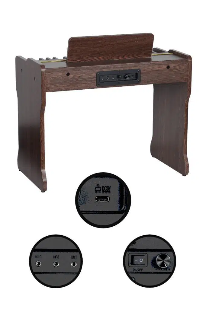 Midex CP-360C Ahşap Çocuk Piyanosu Pilli 37 Tuşlu Gerçek Piyano Tuşları