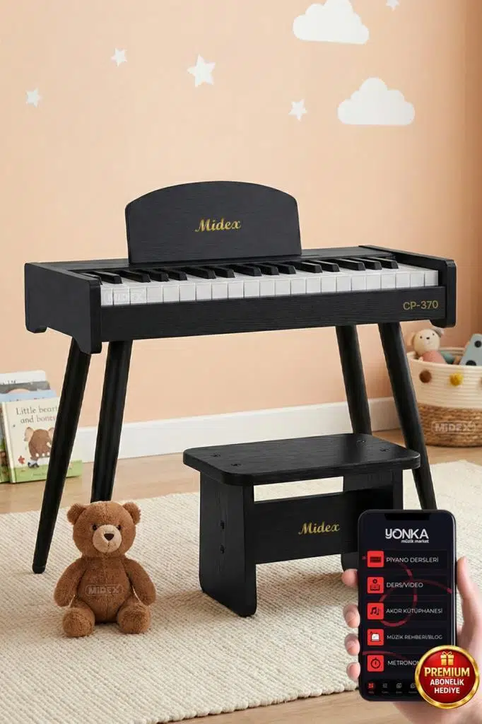 Midex CP-370BK Ahşap Çocuk Piyanosu Pilli 37 Tuşlu Gerçek Piyano Tuşları Midex CP-370BK Ahşap Çocuk Piyanosu Pilli 37 Tuşlu Gerçek Piyano Tuşları