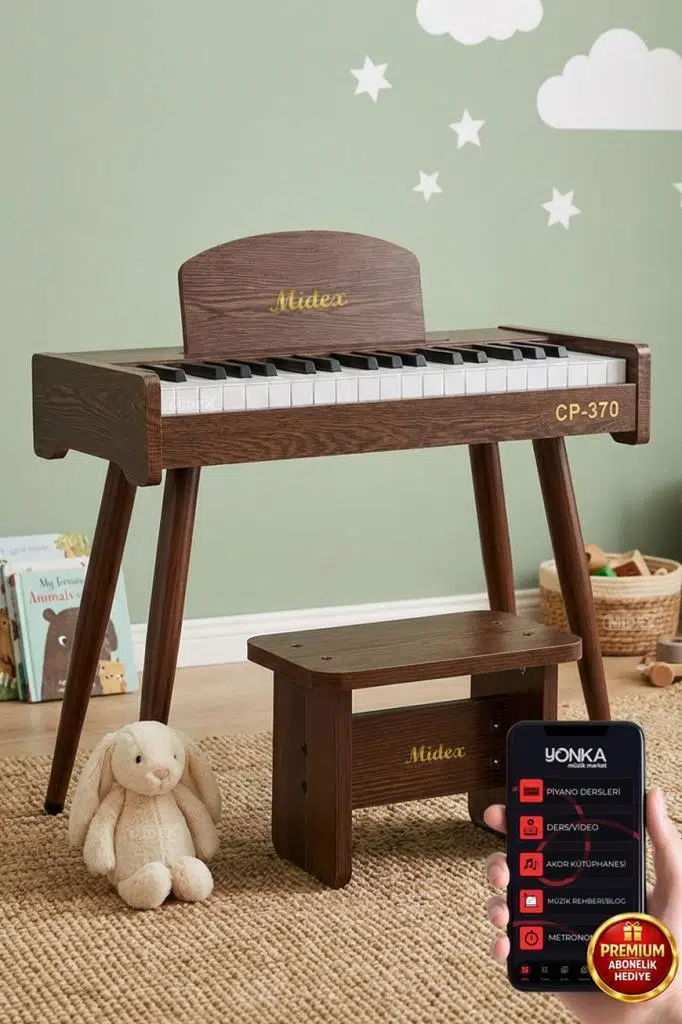 Midex CP-370C Ahşap Çocuk Piyanosu Pilli 37 Tuşlu Gerçek Piyano Tuşları Midex CP-370C Ahşap Çocuk Piyanosu Pilli 37 Tuşlu Gerçek Piyano Tuşları