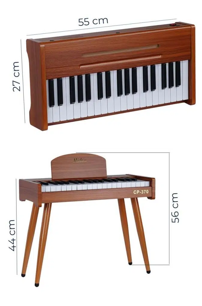 Midex CP-370OR Ahşap Çocuk Piyanosu Pilli 37 Tuşlu Gerçek Piyano Tuşları