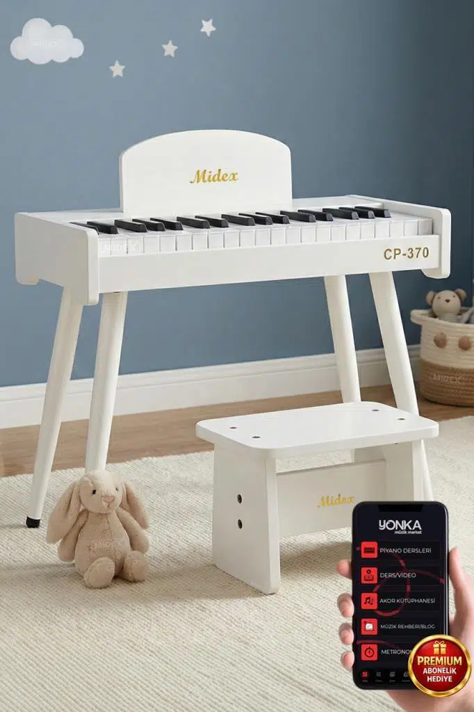 Midex CP-370WH Ahşap Çocuk Piyanosu Pilli 37 Tuşlu Gerçek Piyano Tuşları Midex CP-370WH Ahşap Çocuk Piyanosu Pilli 37 Tuşlu Gerçek Piyano Tuşları