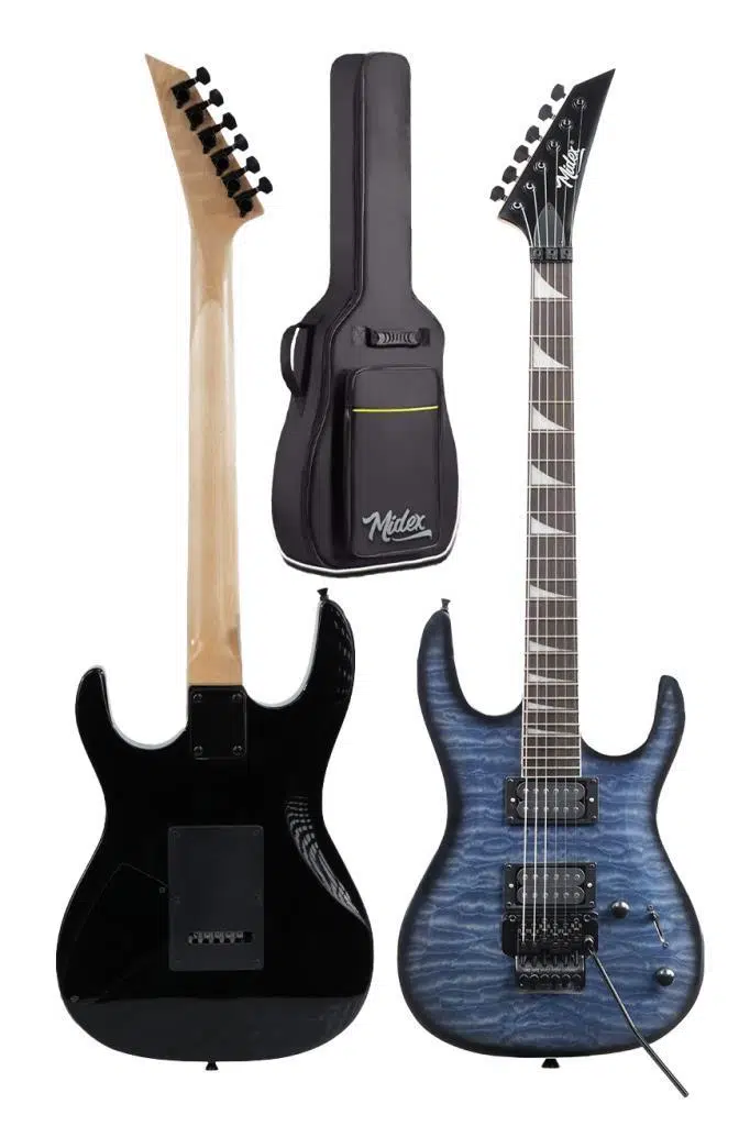 Midex Crade-25AMP Blue Rosewood Super Strat Kasa HH Yüksek Kaliteli 25W Amfili Elektro Gitar Seti Midex Crade-25AMP Blue Rosewood Super Strat Kasa HH Yüksek Kaliteli 25W Amfili Elektro Gitar Seti