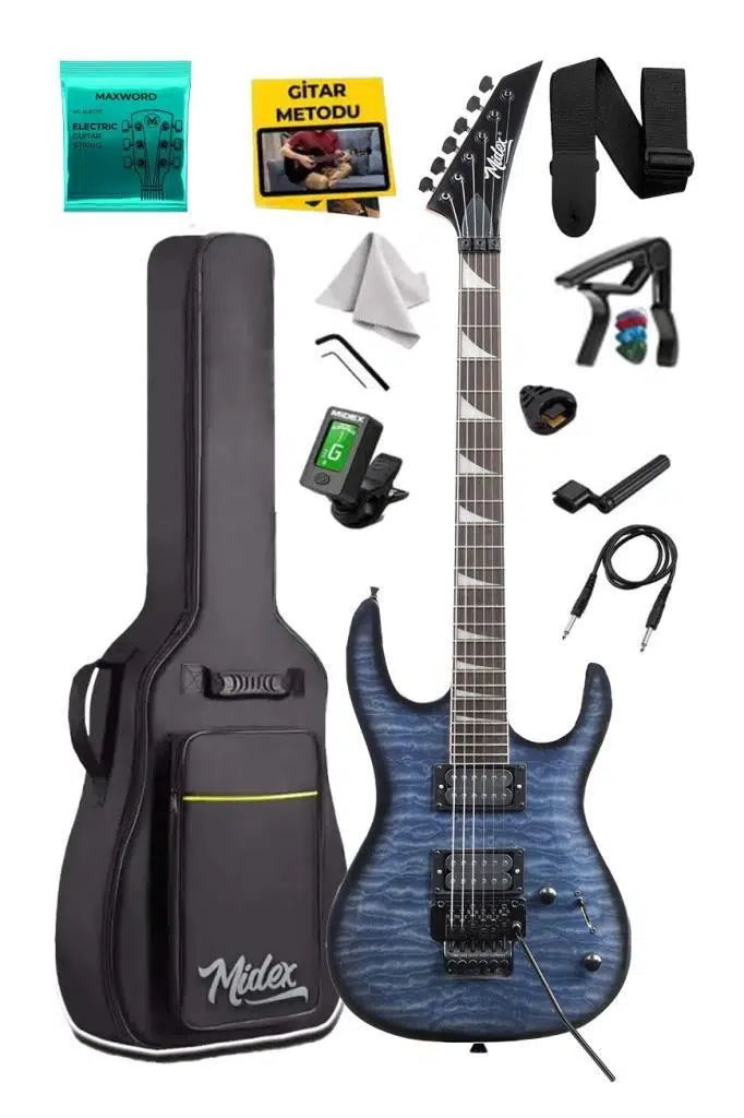 Midex Crade Blue Rosewood Klavye Super Strat Kasa HH Yüksek Kaliteli Elektro Gitar Midex Crade Blue Rosewood Klavye Super Strat Kasa HH Yüksek Kaliteli Elektro Gitar