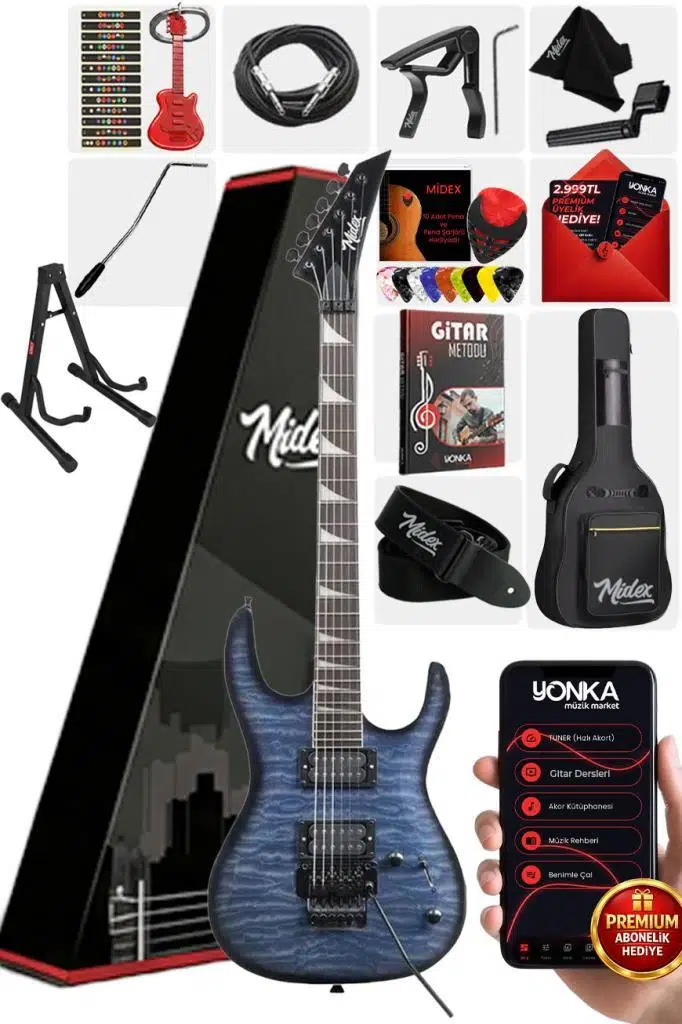 Midex Crade-ST Blue Rosewood Klavye Super Strat Kasa HH Yüksek Kaliteli Elektro Gitar Midex Crade-ST Blue Rosewood Klavye Super Strat Kasa HH Yüksek Kaliteli Elektro Gitar