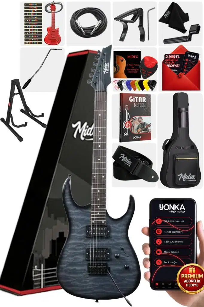 Midex Crade-ST Grey Rosewood Klavye Super Strat Kasa HH Yüksek Kaliteli Elektro Gitar