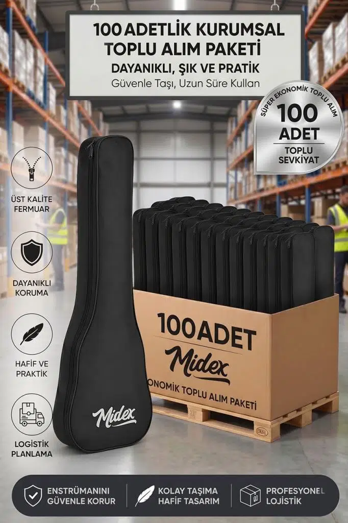 Midex CS-26A-100X Tenör Ukulele Çantası 100'lü Paket Kaliteli Siyah Kılıf (100 Adet) Midex CS-26A-100X Tenör Ukulele Çantası 100'lü Paket Kaliteli Siyah Kılıf (100 Adet)