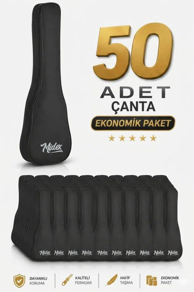 Midex CS-26A-50X Tenör Ukulele Çantası 50'li Paket Kaliteli Siyah Kılıf (50 Adet) Midex CS-26A-50X Tenör Ukulele Çantası 50'li Paket Kaliteli Siyah Kılıf (50 Adet)
