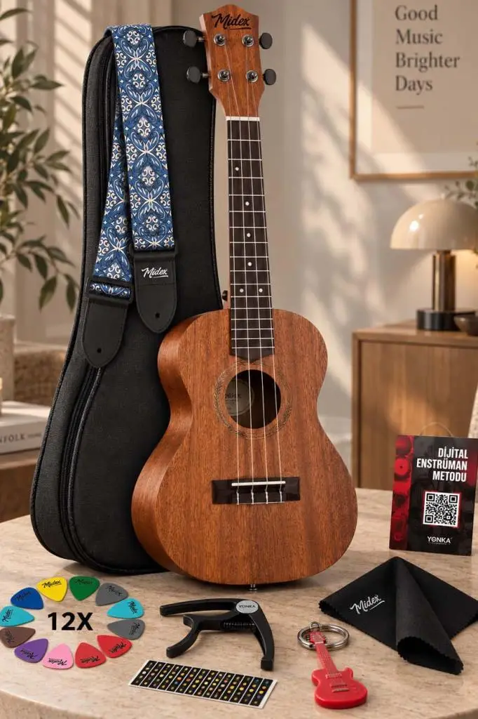 Midex CT-24MC Set Maun Concert Ukulele (Metod Nota Sticker Askı Pena)