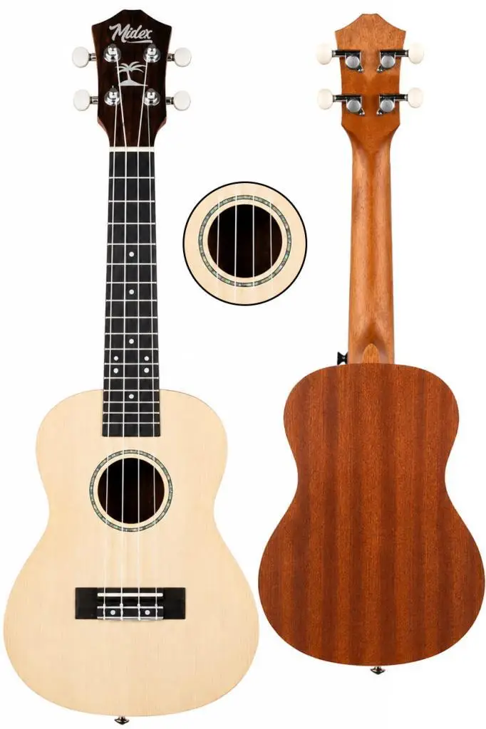 Midex CT-24NT Kaliteli Natural Concert Sedef İşlemeli Ukulele Seti