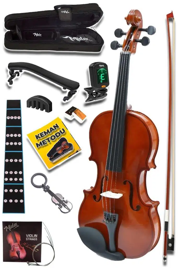 Midex CVL-744-PAK Profesyonel 4/4 Full Keman Seti (Yastık Tel Susturucu Reçine Çanta Yay) Midex CVL-744-PAK Profesyonel 4/4 Full Keman Seti (Yastık Tel Susturucu Reçine Çanta Yay)