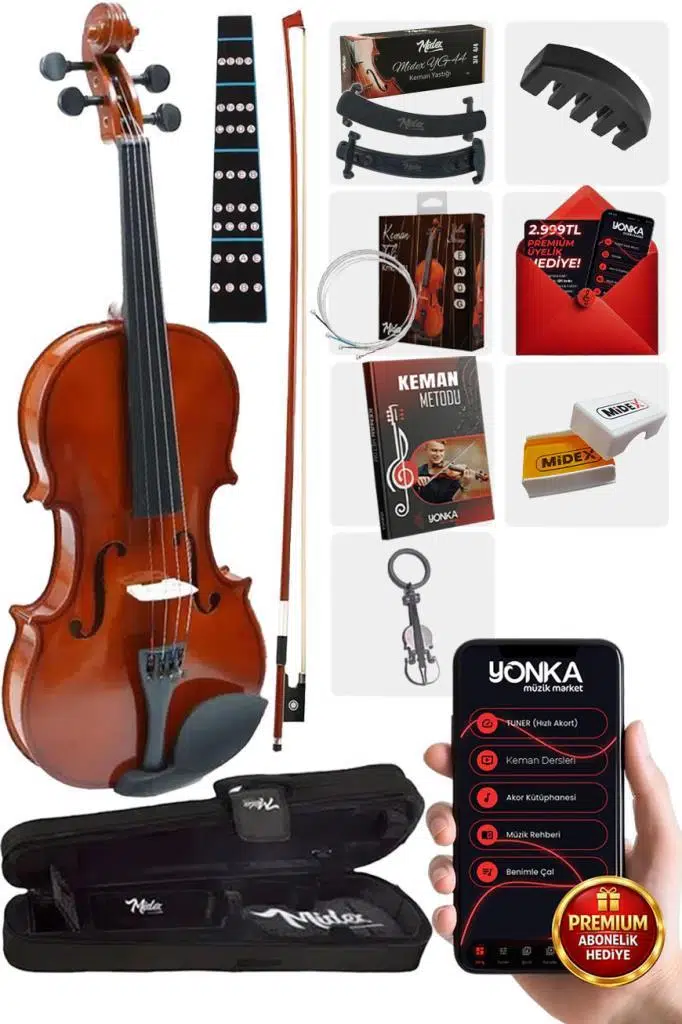 Midex CVL-744-TYS Profesyonel 4/4 Keman Seti (Yastık Tel Reçine Çanta Susturucu Yay) Midex CVL-744-TYS Profesyonel 4/4 Keman Seti (Yastık Tel Reçine Çanta Susturucu Yay)