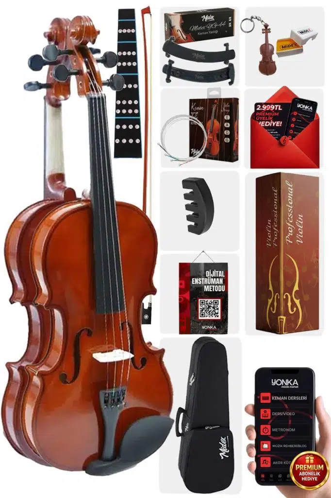 Midex CVL-744-TYS Profesyonel 4/4 Keman Seti (Yastık Tel Reçine Çanta Susturucu Yay) Midex CVL-744-TYS Profesyonel 4/4 Keman Seti (Yastık Tel Reçine Çanta Susturucu Yay)
