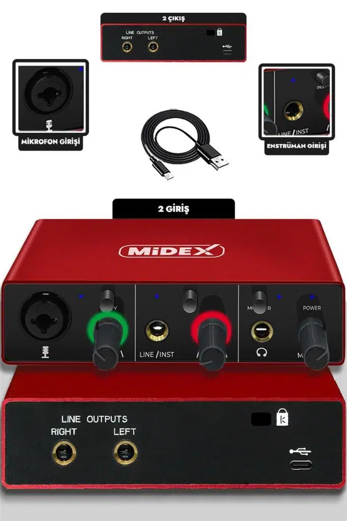 Midex CX1-C Mikrofon GLX-500 Ses Kartı + Stand Pop Filtre Set