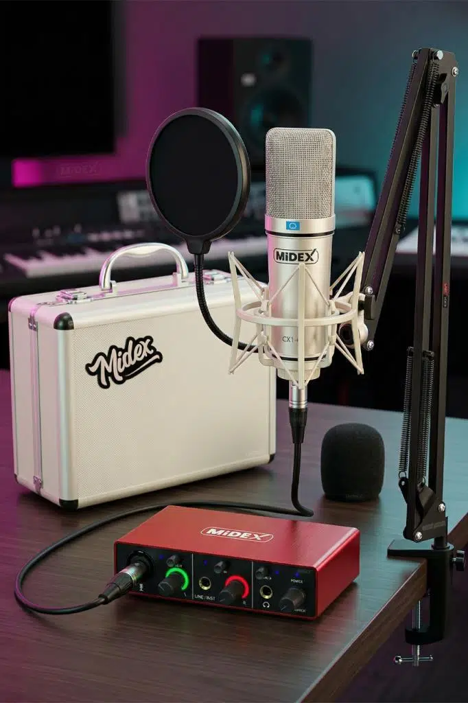 Midex CX1-C Mikrofon GLX-500 Ses Kartı + Stand Pop Filtre Set
