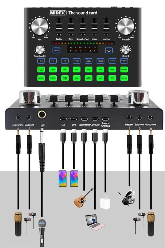 Midex CX1 Compact Set-2 Efektli Ses Kartı Mikrofon Stand Seti (PC ve Telefon) Midex CX1 Compact Set-2 Efektli Ses Kartı Mikrofon Stand Seti (PC ve Telefon)