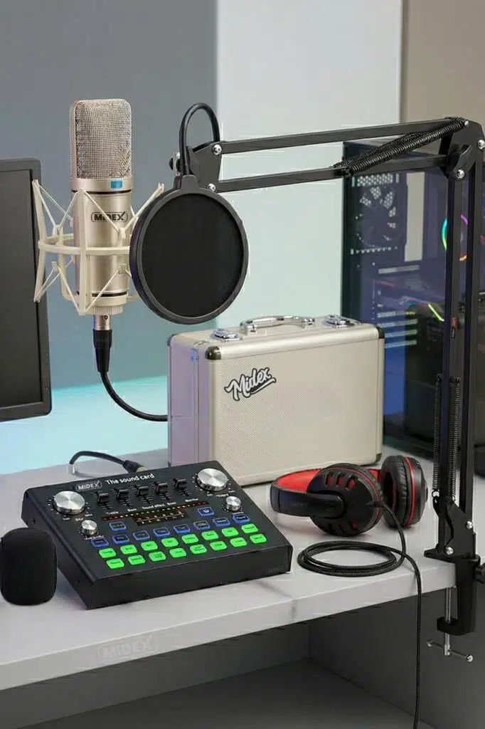 Midex CX1 Compact Set-2 Efektli Ses Kartı Mikrofon Stand Seti (PC ve Telefon) Midex CX1 Compact Set-2 Efektli Ses Kartı Mikrofon Stand Seti (PC ve Telefon)