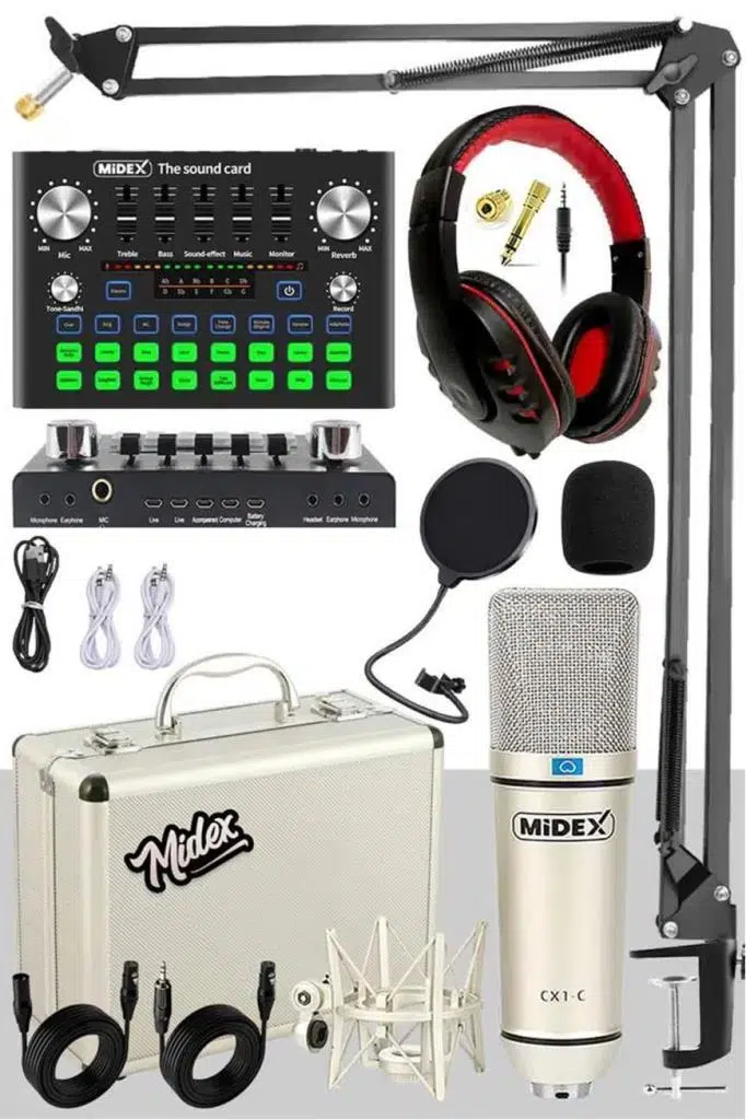 Midex CX1 Compact Set-2 Efektli Ses Kartı Mikrofon Stand Seti (PC ve Telefon) Midex CX1 Compact Set-2 Efektli Ses Kartı Mikrofon Stand Seti (PC ve Telefon)