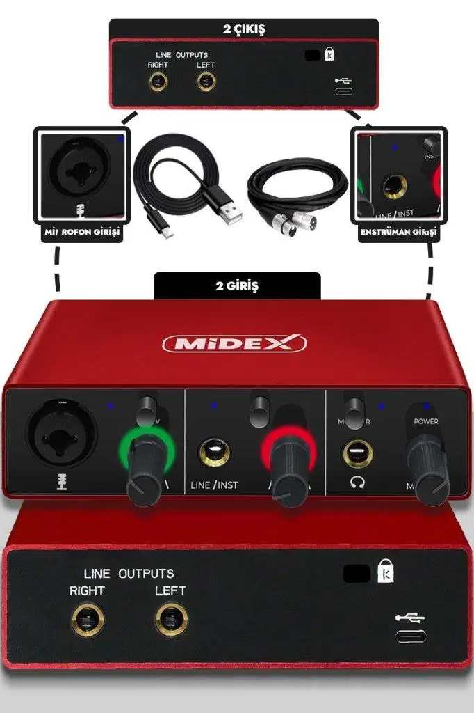 Midex CX1 Mikrofon + GLX-500 PRO Stüdyo Ses Kartı Seti Midex CX1 Mikrofon + GLX-500 PRO Stüdyo Ses Kartı Seti