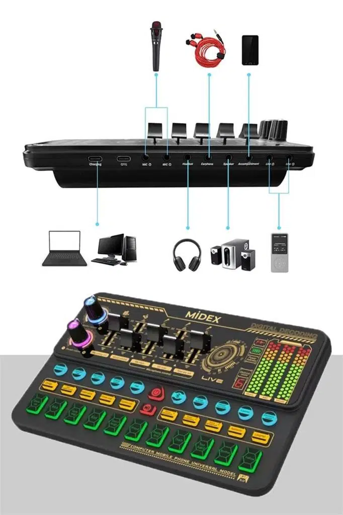 Midex CX1 Platinium Set Efektli Ses Kartı Mikrofon Stand Kayıt Canlı Yayın Seti Midex CX1 Platinium Set Efektli Ses Kartı Mikrofon Stand Kayıt Canlı Yayın Seti