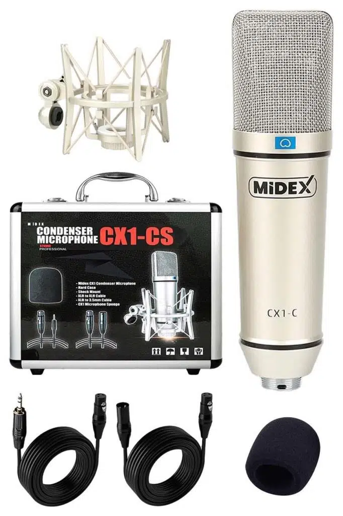 Midex CX1 Profesyonel Condenser Stüdyo Ses Kayıt Mikrofon Seti Hardcase ile Full Set Midex CX1 Profesyonel Condenser Stüdyo Ses Kayıt Mikrofon Seti Hardcase ile Full Set