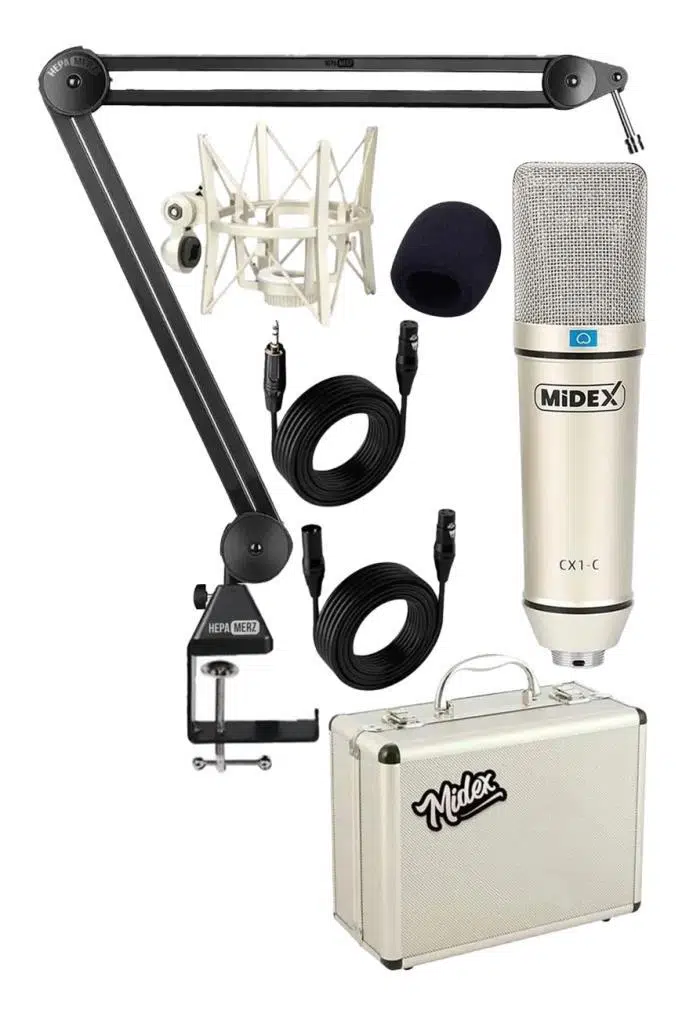 Midex CX1-Q Pro Set Üst Seviye Condenser Stüdyo Ses Kayıt Mikrofonu Standı Seti Midex CX1-Q Pro Set Üst Seviye Condenser Stüdyo Ses Kayıt Mikrofonu Standı Seti