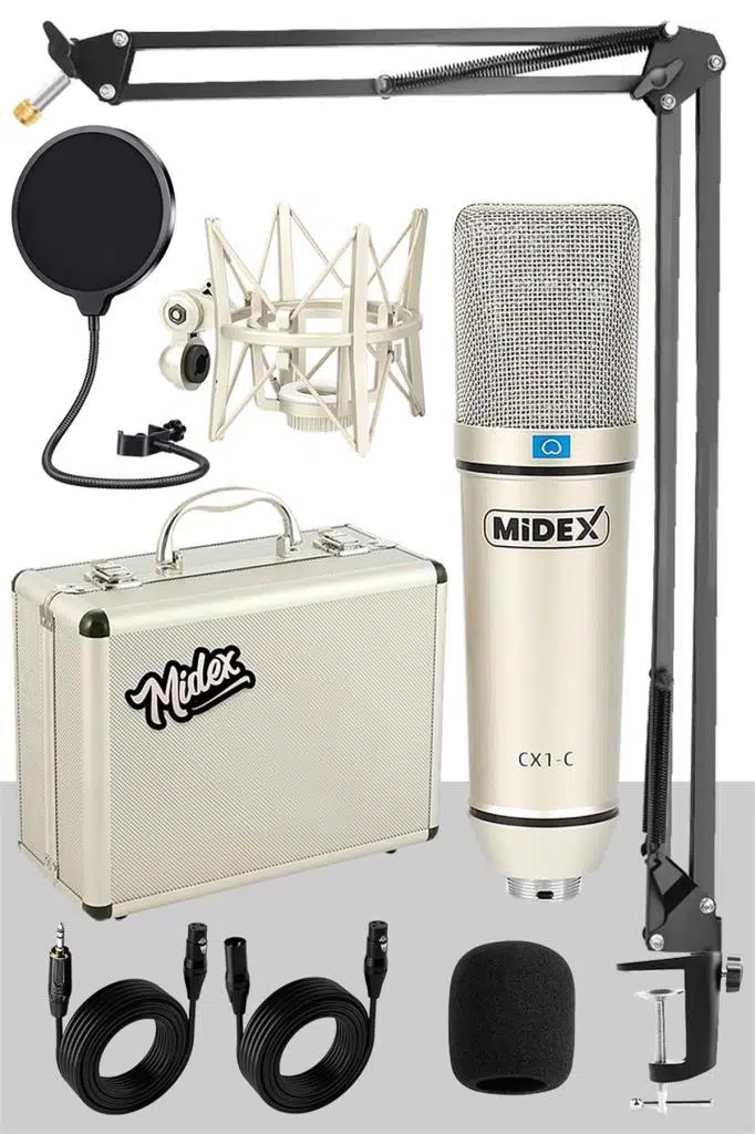 Midex CX1 STA Üst Seviye Condenser Stüdyo Ses Kayıt Mikrofonu Stand Filtre Seti Midex CX1 STA Üst Seviye Condenser Stüdyo Ses Kayıt Mikrofonu Stand Filtre Seti