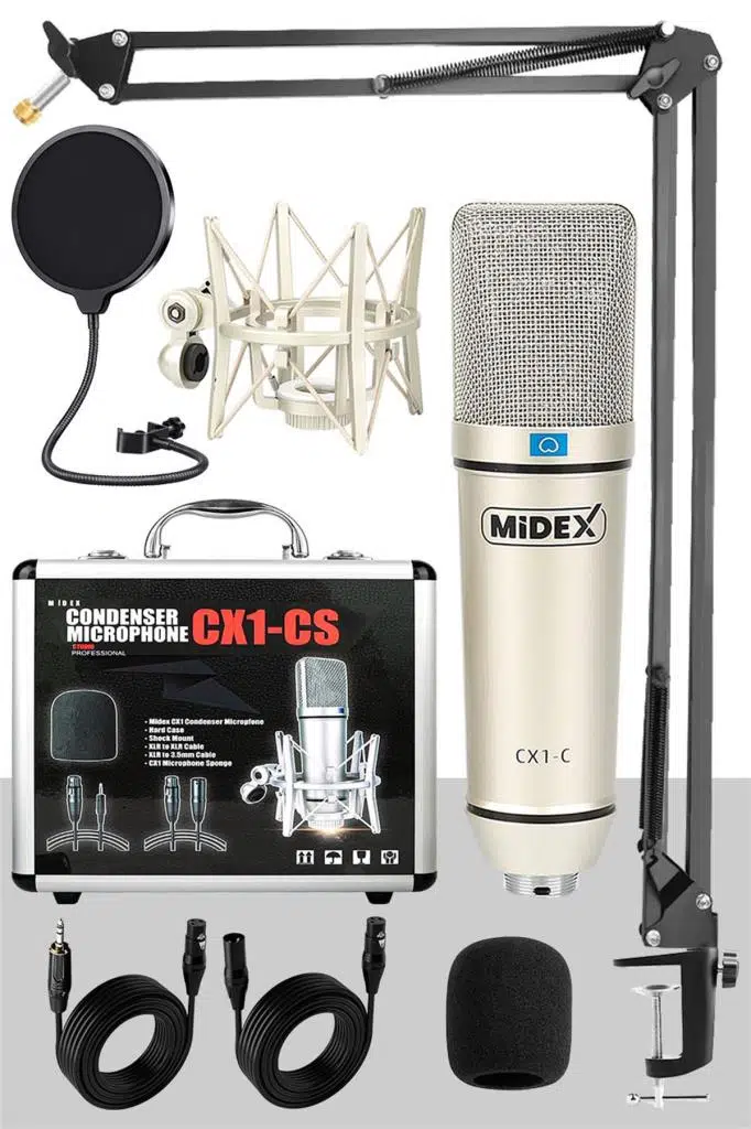 Midex CX1 STA Üst Seviye Condenser Stüdyo Ses Kayıt Mikrofonu Stand Filtre Seti Midex CX1 STA Üst Seviye Condenser Stüdyo Ses Kayıt Mikrofonu Stand Filtre Seti