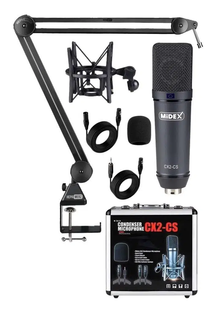 Midex CX2-Q Pro Set Üst Seviye Condenser Stüdyo Ses Kayıt Mikrofonu Standı Seti