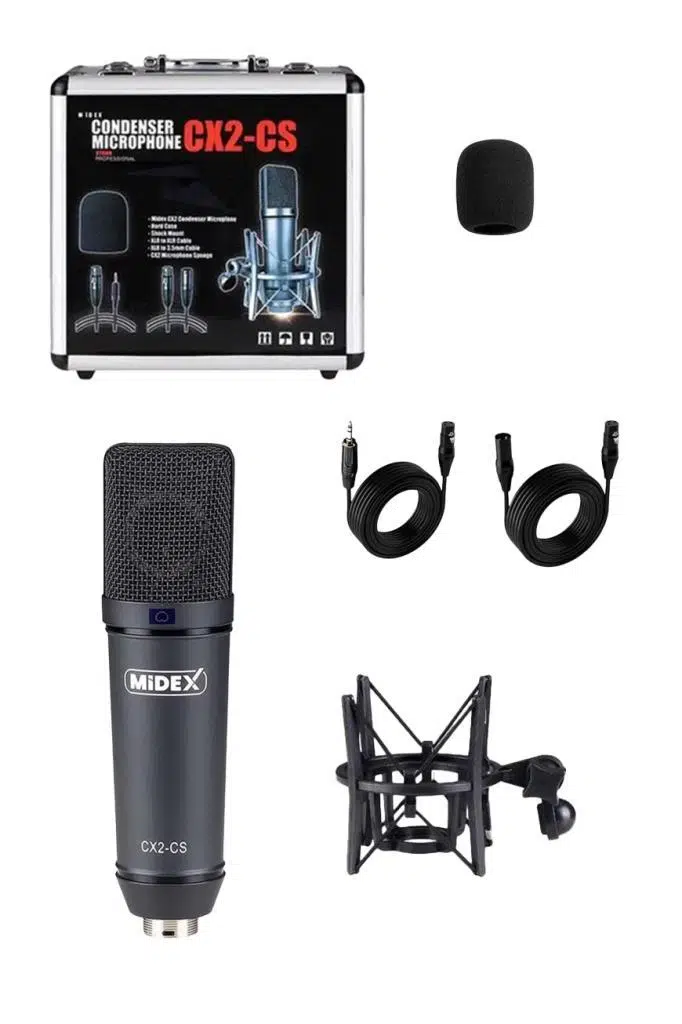 Midex CX2-Q Pro Set Üst Seviye Condenser Stüdyo Ses Kayıt Mikrofonu Standı Seti Midex CX2-Q Pro Set Üst Seviye Condenser Stüdyo Ses Kayıt Mikrofonu Standı Seti