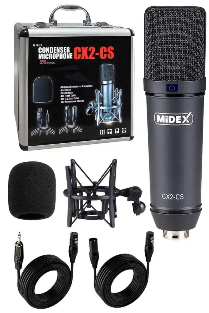 Midex CX2 Yüksek kaliteli Condenser Stüdyo Ses Kayıt Mikrofon Seti Geniş Diyafram Midex CX2 Yüksek kaliteli Condenser Stüdyo Ses Kayıt Mikrofon Seti Geniş Diyafram