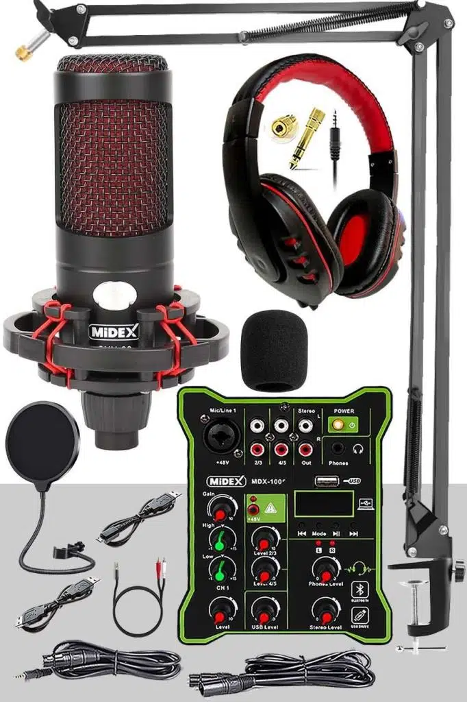 Midex CXN-30 Functional Paket-3 Stüdyo Mikrofon Ses Kartlı Mikser Kulaklık Stand Midex CXN-30 Functional Paket-3 Stüdyo Mikrofon Ses Kartlı Mikser Kulaklık Stand