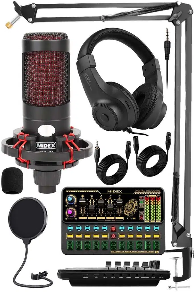 Midex CXN-30 Paket-11 VS11 Ses Kartlı Condenser Mikrofon Stand Kulaklık Seti Midex CXN-30 Paket-11 VS11 Ses Kartlı Condenser Mikrofon Stand Kulaklık Seti