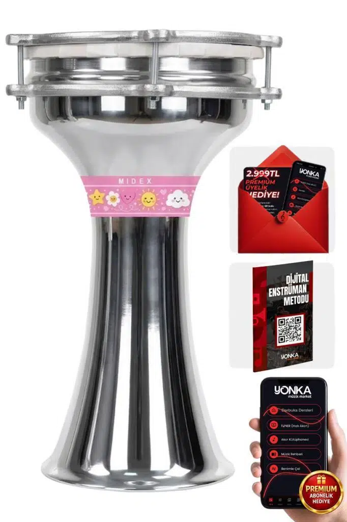 Midex DBK-02PK Çocuklar İçin 2 Numara Alüminyum Darbuka Seti (33 x 18 cm)