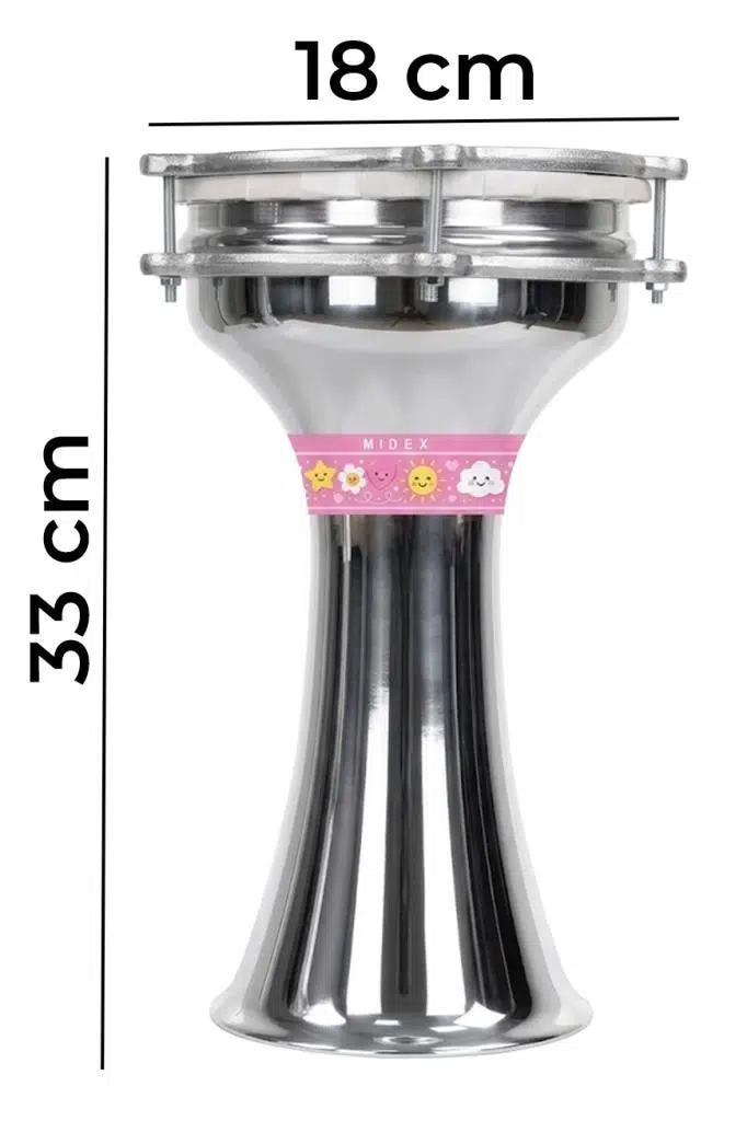 Midex DBK-02PK Çocuklar İçin 2 Numara Alüminyum Darbuka Seti (33 x 18 cm)