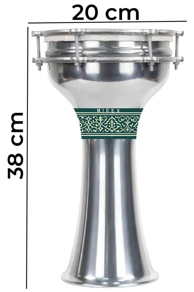 Midex DBK-04 Yetişkinler İçin 4 Numara Büyük Boy Alüminyum Darbuka (38 x 20 cm)