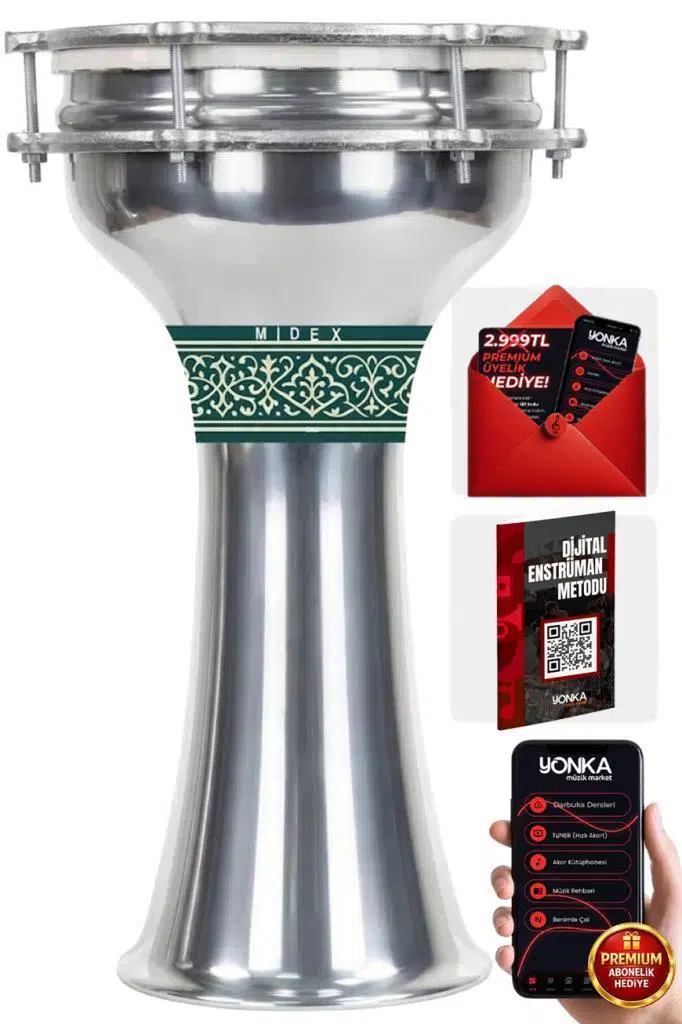 Midex DBK-05 Yetişkinler İçin 5 Numara Büyük Boy Alüminyum Darbuka (41 x 22 cm)