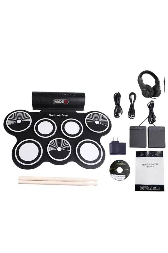 Midex DDX-70 Dijital Davul 7 Ped 2 Ayak Pedalı (Kulaklık Çubuklar Adaptör Full Set)
