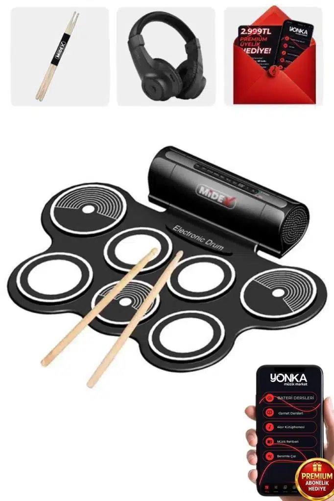 Midex DDX-70 Dijital Davul 7 Ped 2 Ayak Pedalı (Kulaklık Çubuklar Adaptör Full Set) Midex DDX-70 Dijital Davul 7 Ped 2 Ayak Pedalı (Kulaklık Çubuklar Adaptör Full Set)