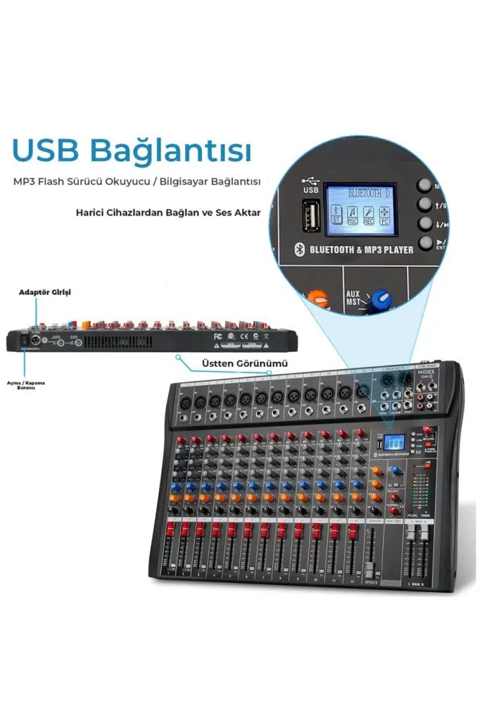 Midex Deck Mikser 12 Kanal Ses Mikseri (DM-12)