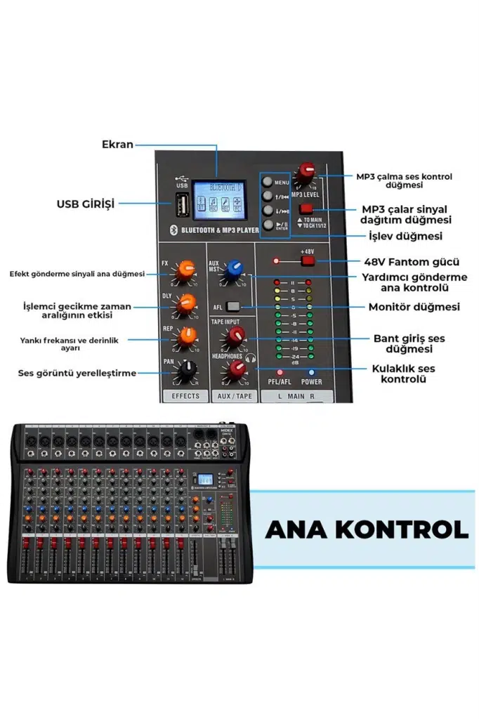 Midex Deck Mikser 12 Kanal Ses Mikseri (DM-12)