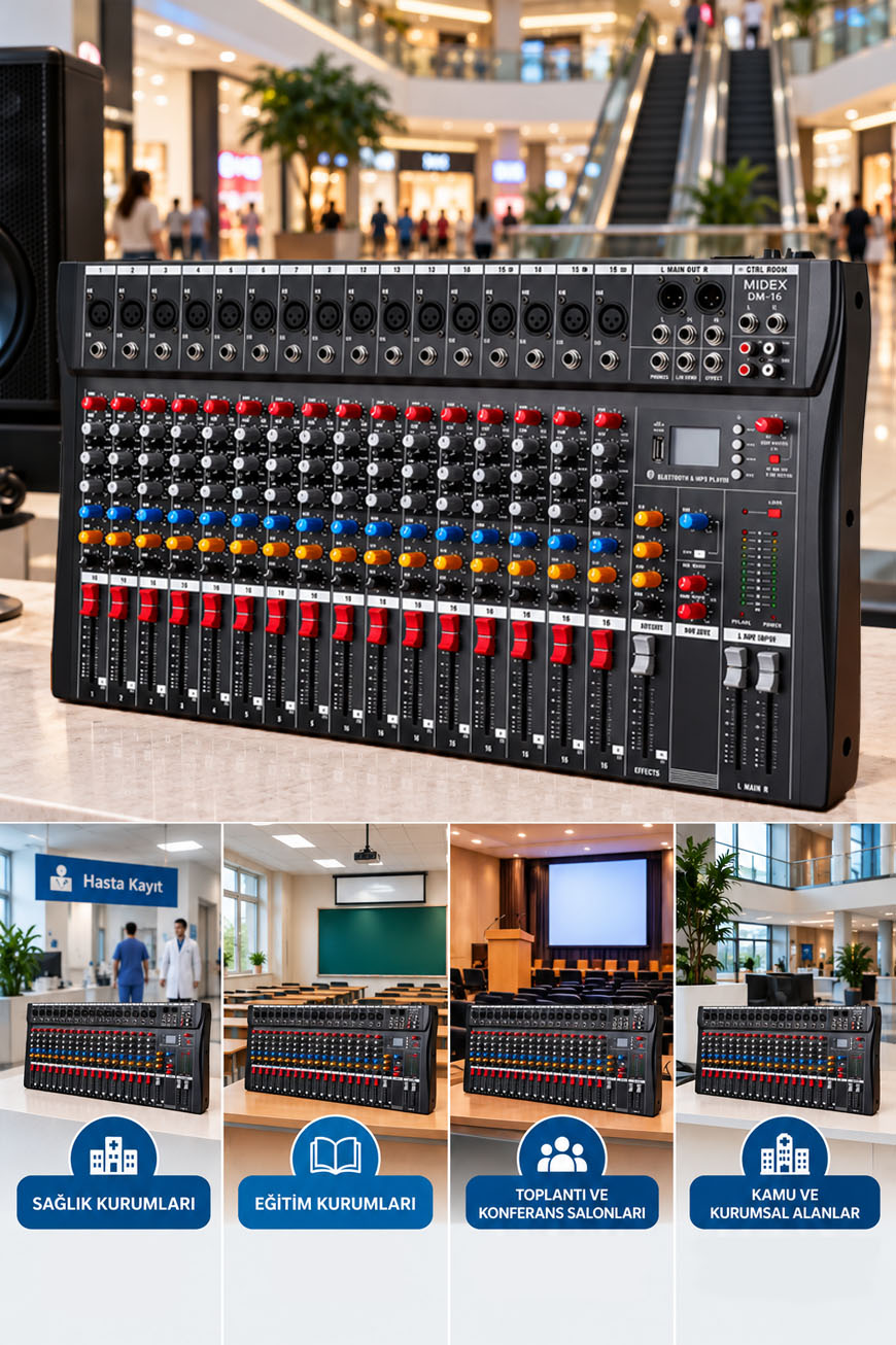 Midex Deck Mikser 12 Kanal Ses Mikseri (DM-12)