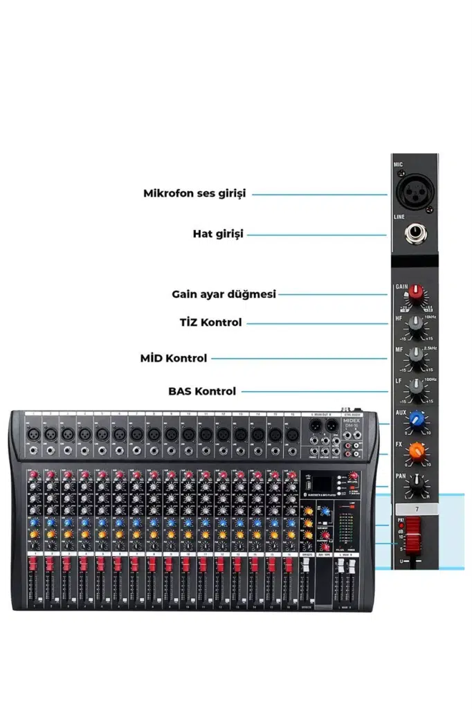 Midex Deck Mikser 16 Kanal Ses Mikseri (DM-16) Midex Deck Mikser 16 Kanal Ses Mikseri (DM-16)