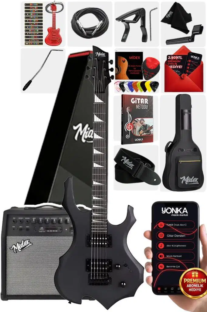 Midex Force-AMP50 Üst Seviye 50 Watt Amfili Elektro Gitar H-H Profesyonel Full Set Aksesuarlı Midex Force-AMP50 Üst Seviye 50 Watt Amfili Elektro Gitar H-H Profesyonel Full Set Aksesuarlı