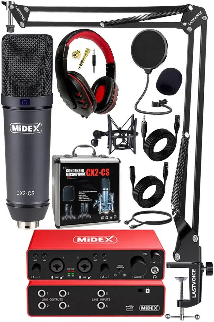 Midex Functional Paket-4 Stüdyo Ekipmanları Mikrofon 4 Çıkış Ses Kartı Full Set Midex Functional Paket-4 Stüdyo Ekipmanları Mikrofon 4 Çıkış Ses Kartı Full Set